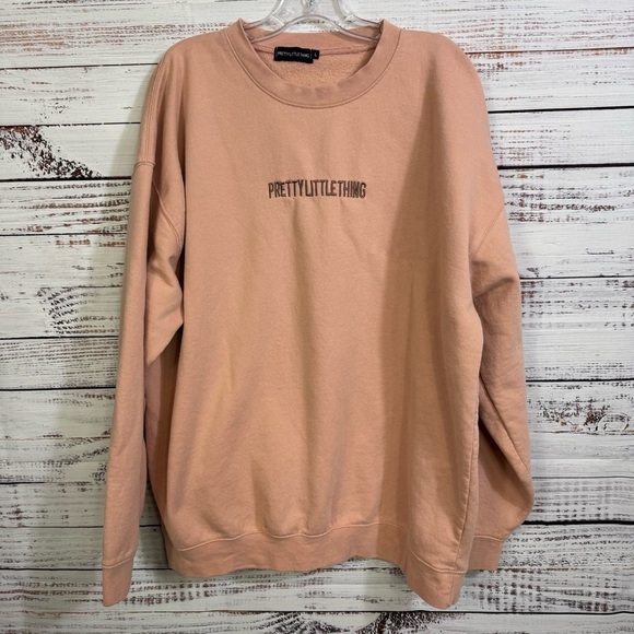 PLT Pretty Little Things oversized pink size large fleece crewneck sweatshirt - Picture 1 of 6